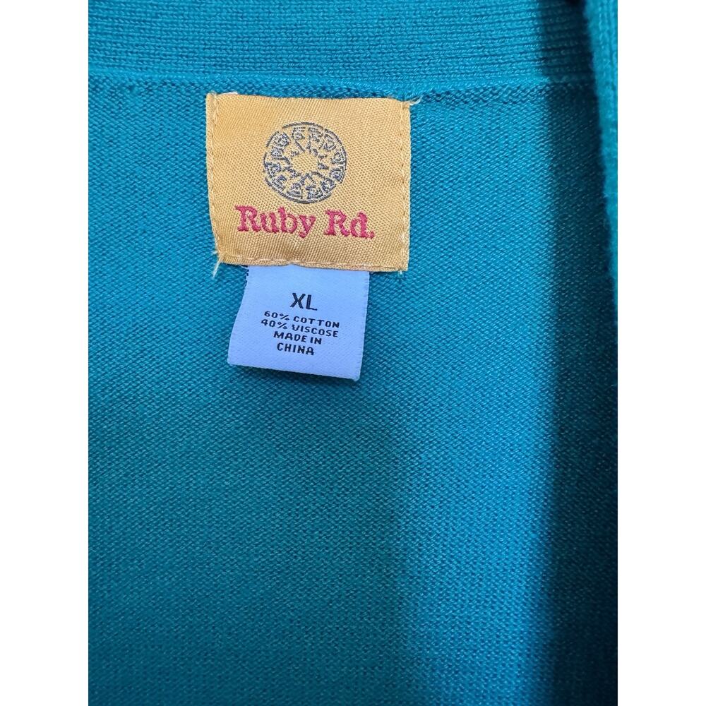 Ruby Rd Womens Size Xl Green Open Front Beaded Kn… - image 2